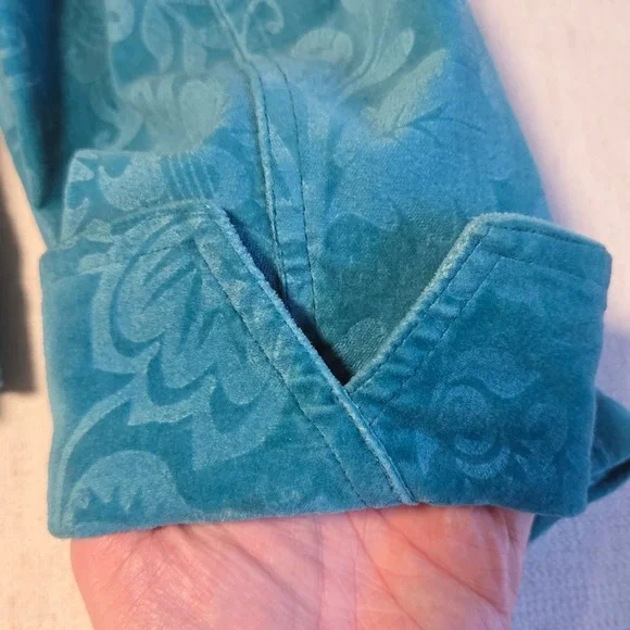 Burnout Velvet Blazer Womens Large Boho Floral Whimsigoth Fairy Grunge Jacket - Picture 8 of 8